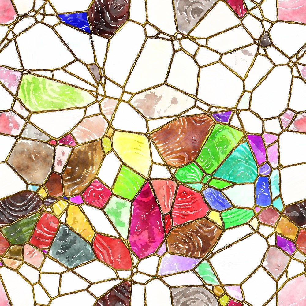 Watercolor Stained Glass #9 Fabric