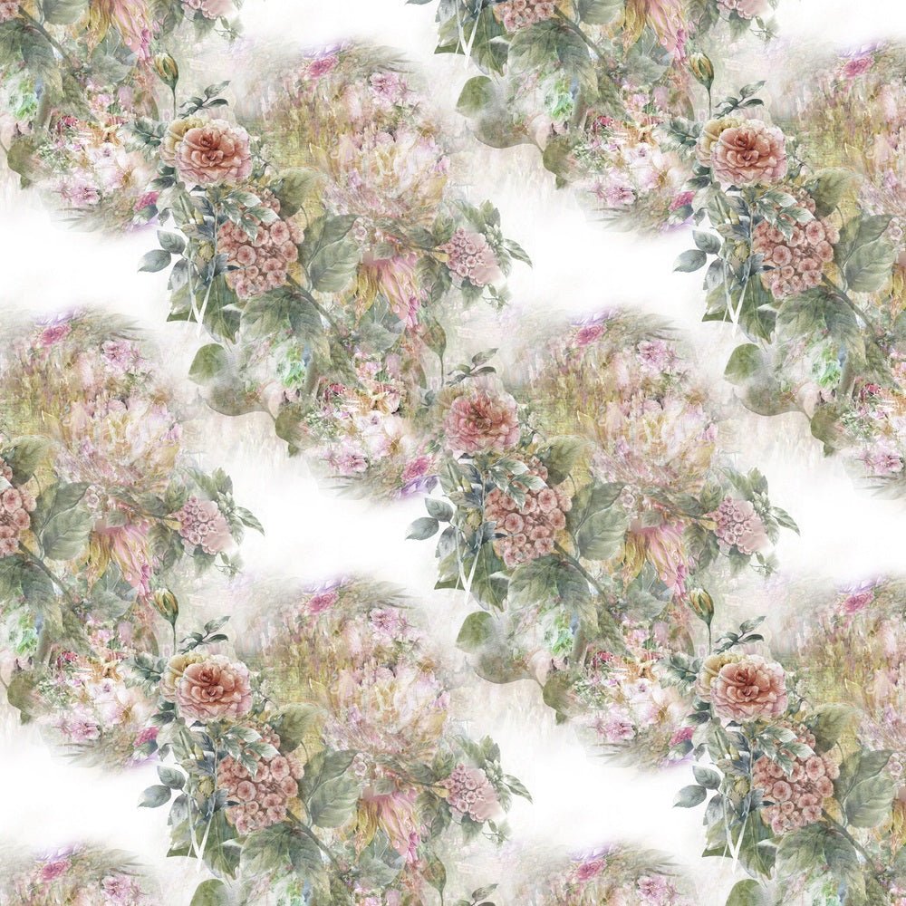 Abstract Colorful Faded Flower Fabric