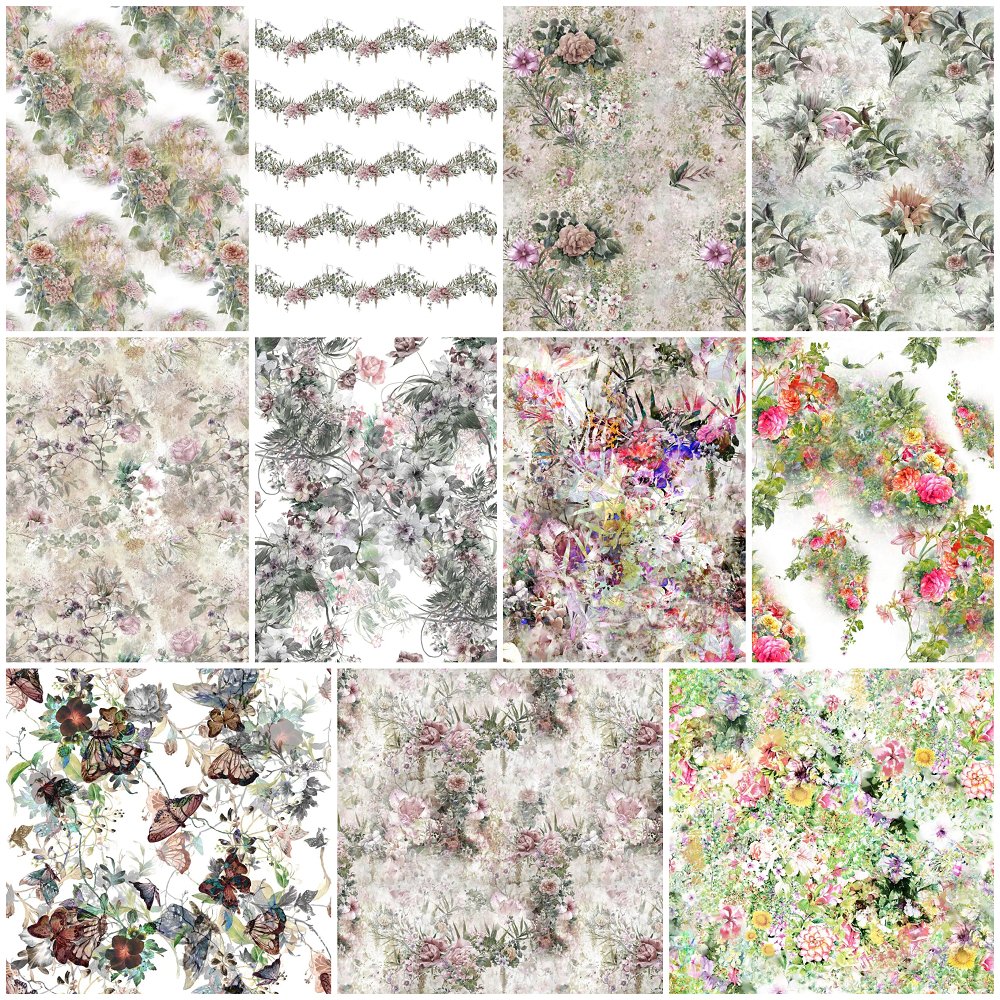 Abstract Colorful Flower Fat Quarter Bundle - 11 Pieces