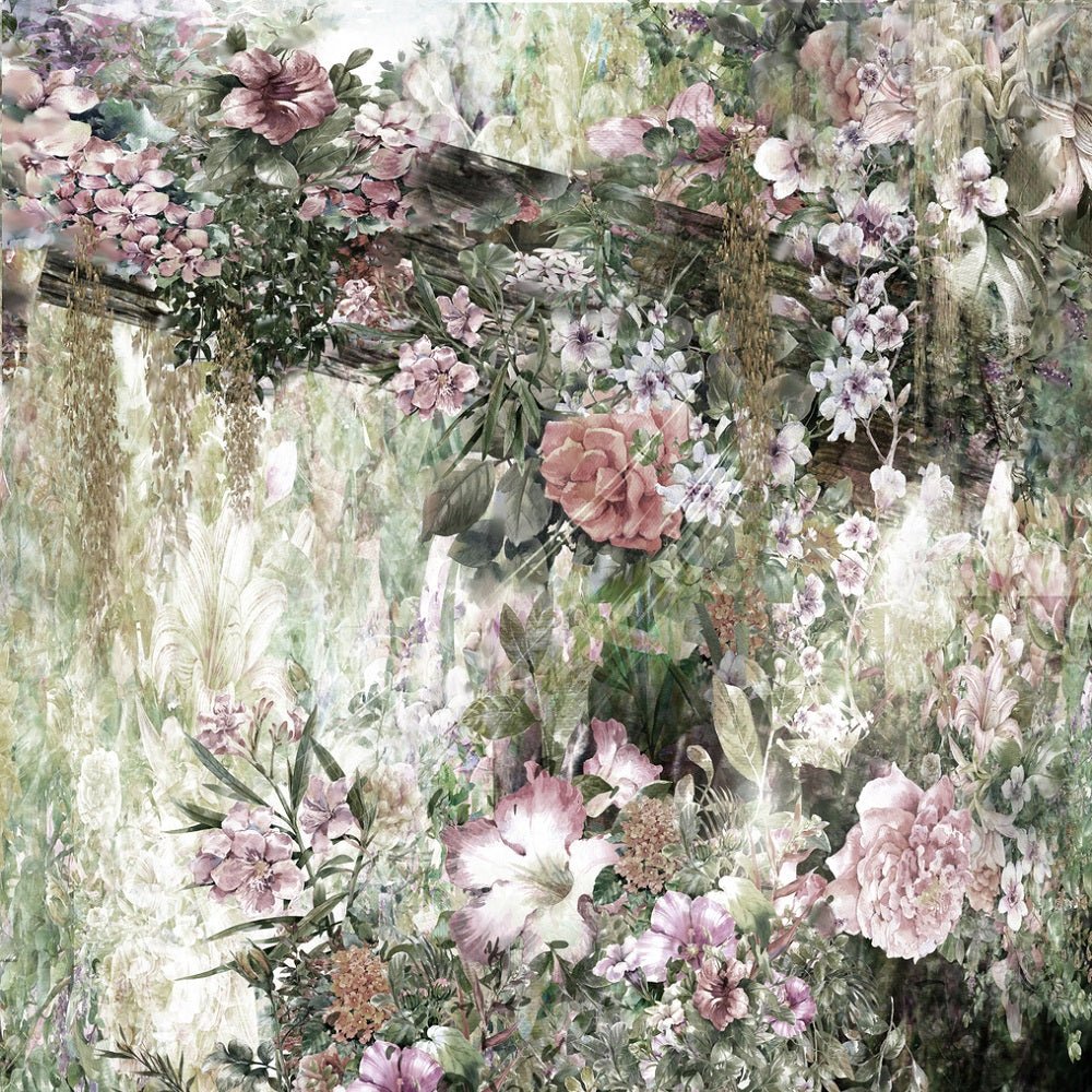 Abstract Colorful Flowers and Log Fabric Panel