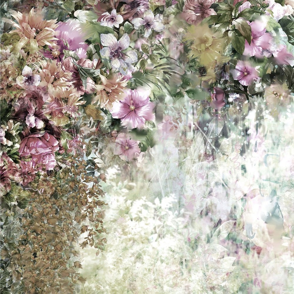 Abstract Colorful Flowers Watercolor Painting Fabric Panel