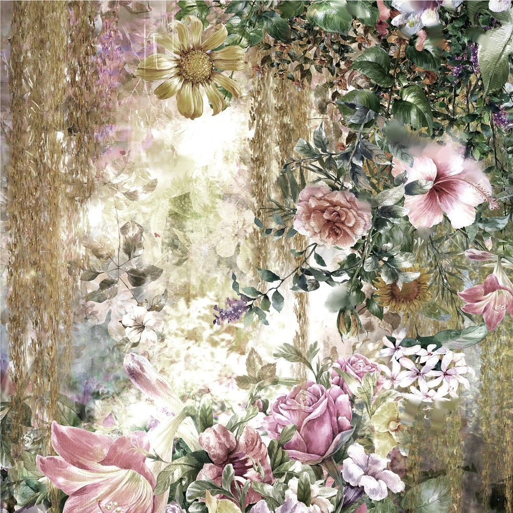 Abstract Colorful Forest Flowers Fabric Panel