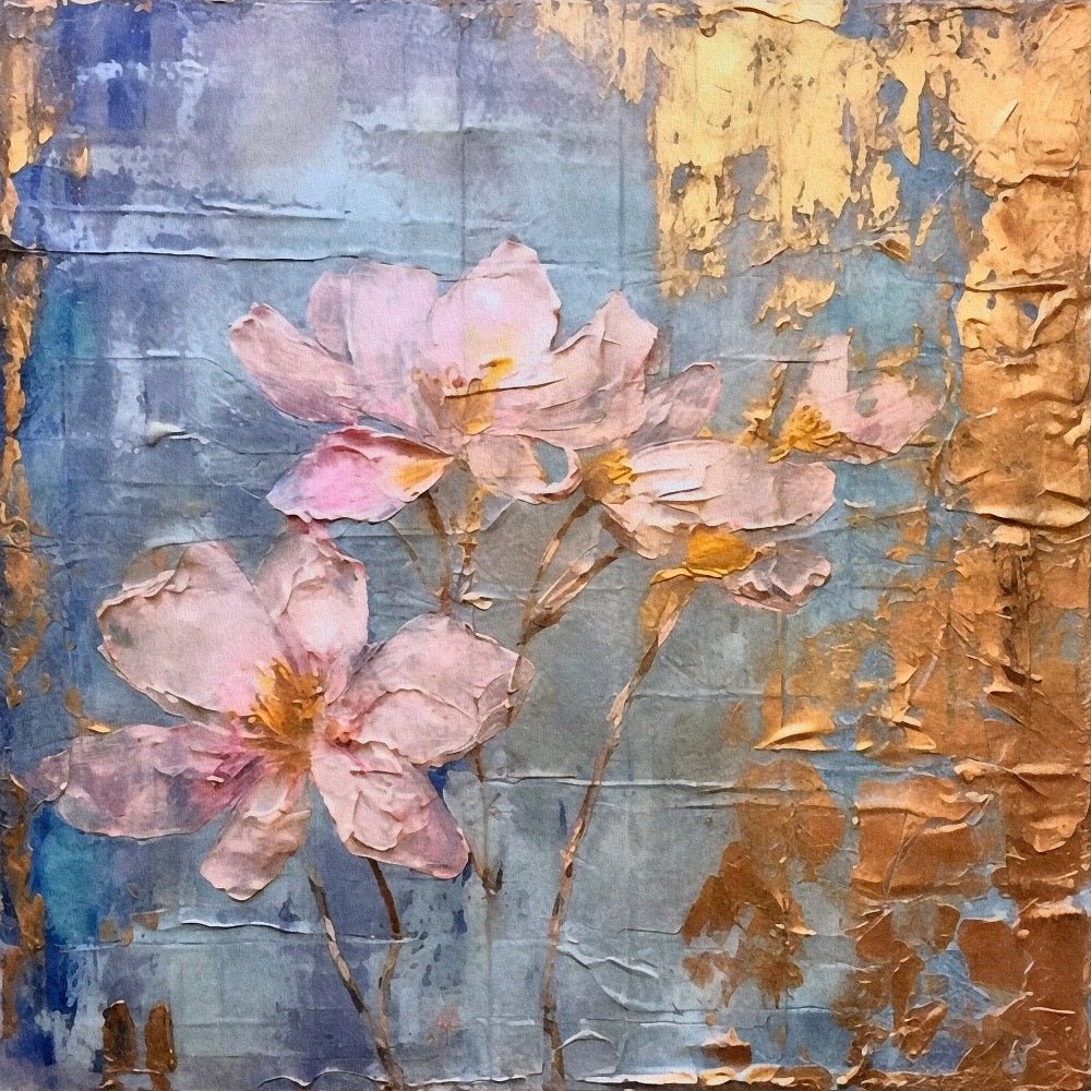 Abstract Flowers & Birds Art #1 Fabric Panel