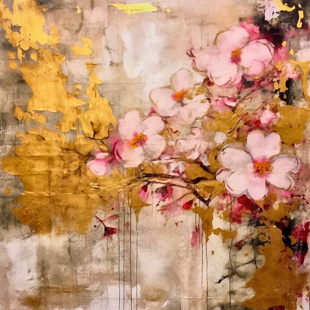 Abstract Flowers & Birds Art #3 Fabric Panel