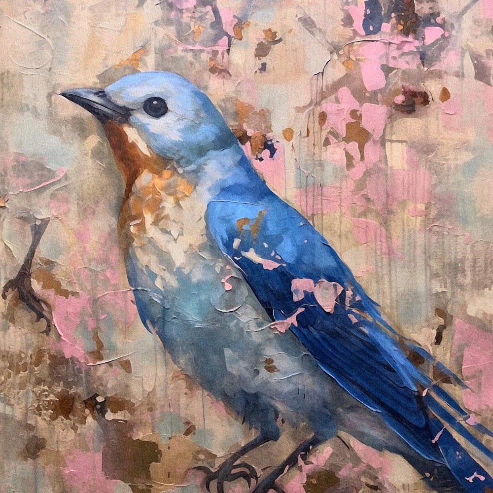 Abstract Flowers & Birds Art #4 Fabric Panel