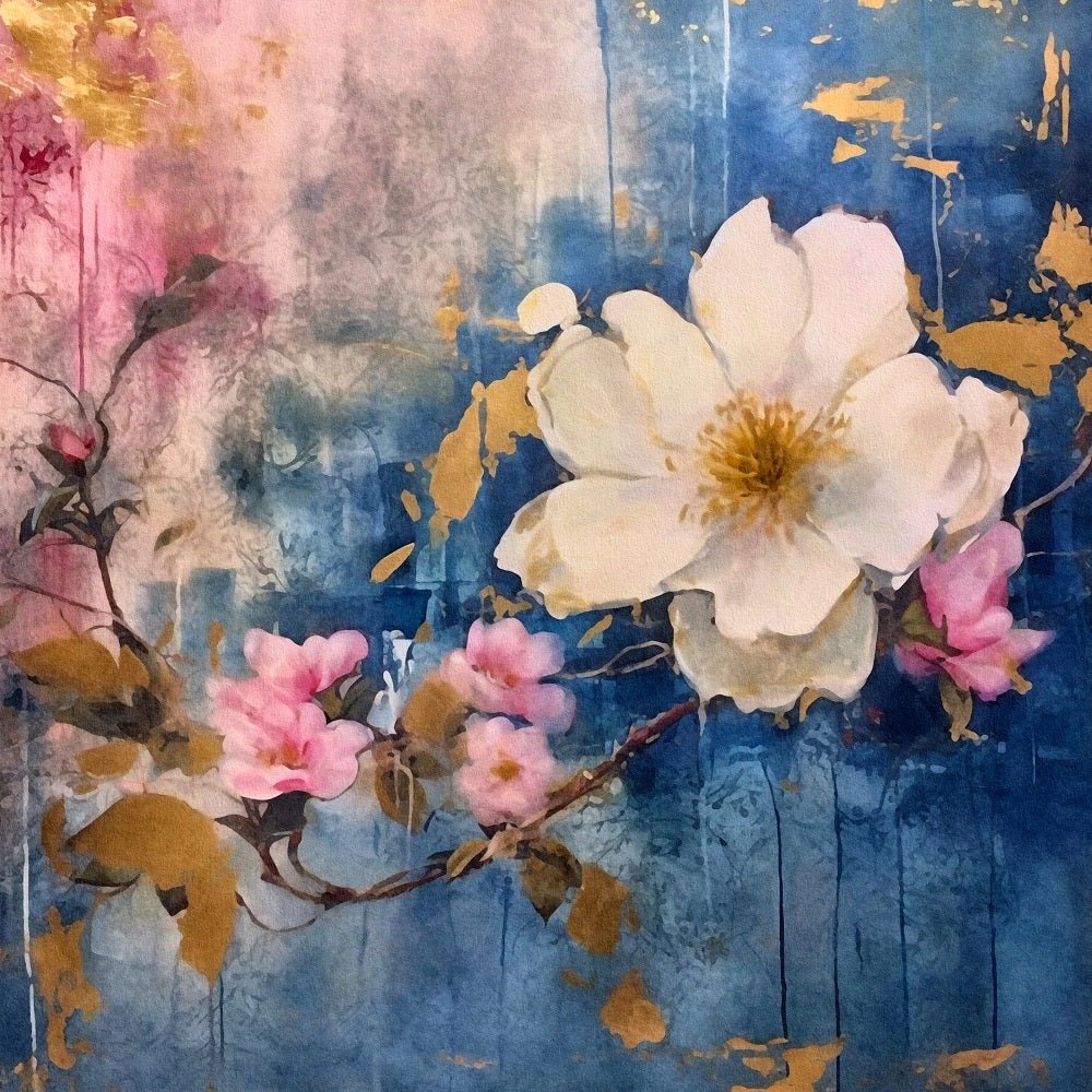 Abstract Flowers & Birds Art #8 Fabric Panel