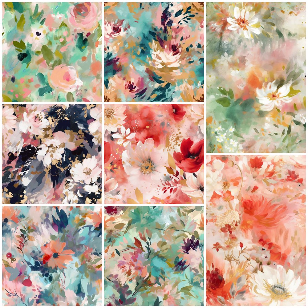 Abstract Flowers Fat Quarter Bundle - 8 Pieces