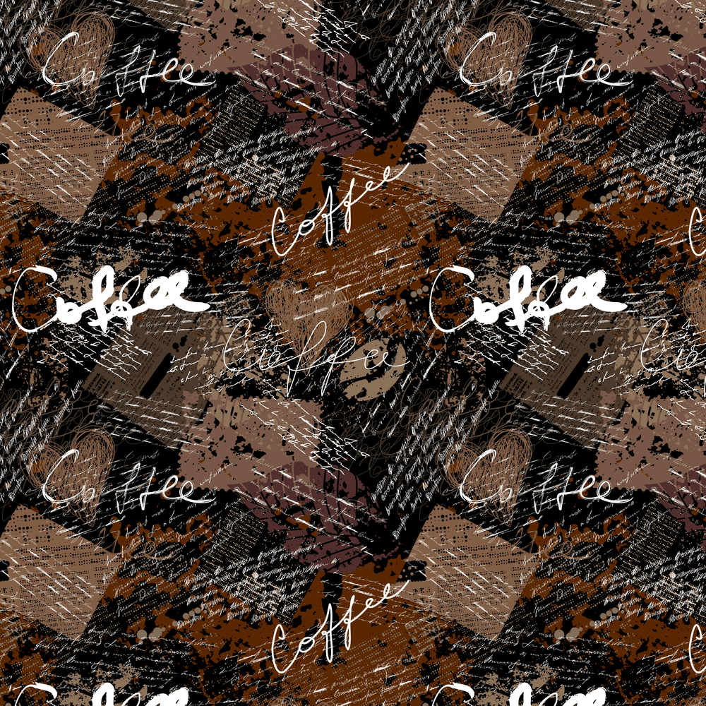 Abstract Font Coffee Fabric - Brown