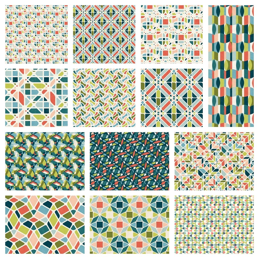 Abstract Geometric Fabric Collection Bundle - 13 Pieces