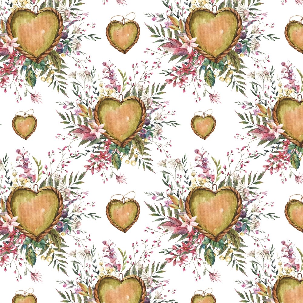 Vintage Hearts & Wildflowers Fabric