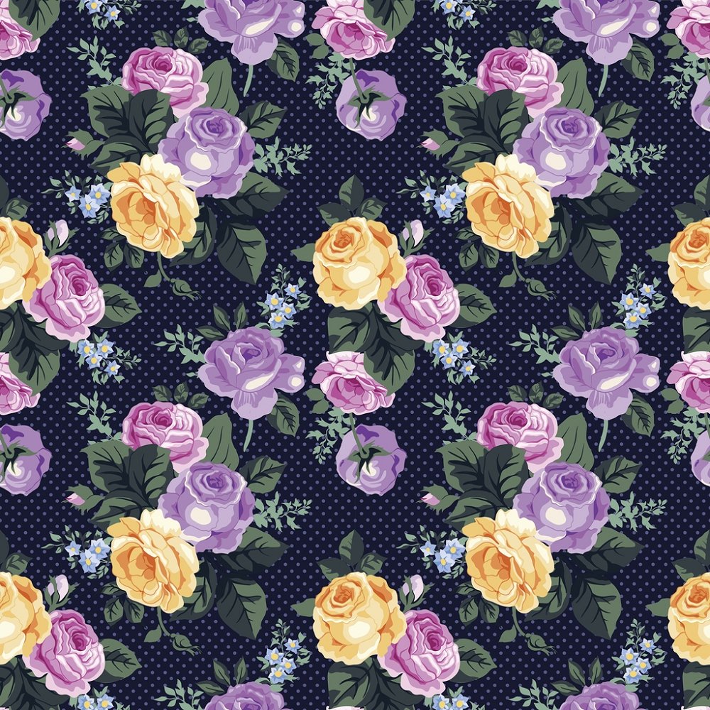 Vintage Roses Dots Fabric