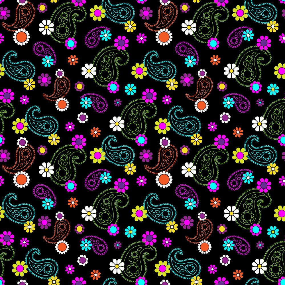 Vivid Flowers & Paisleys Pattern #4 Fabric