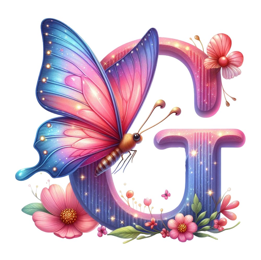Watercolor Butterfly Letter ''G'' Fabric Panel