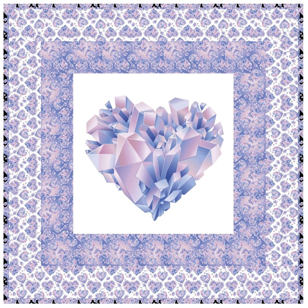 Watercolor Crystals & Hearts Wall Hanging 42" x 42"