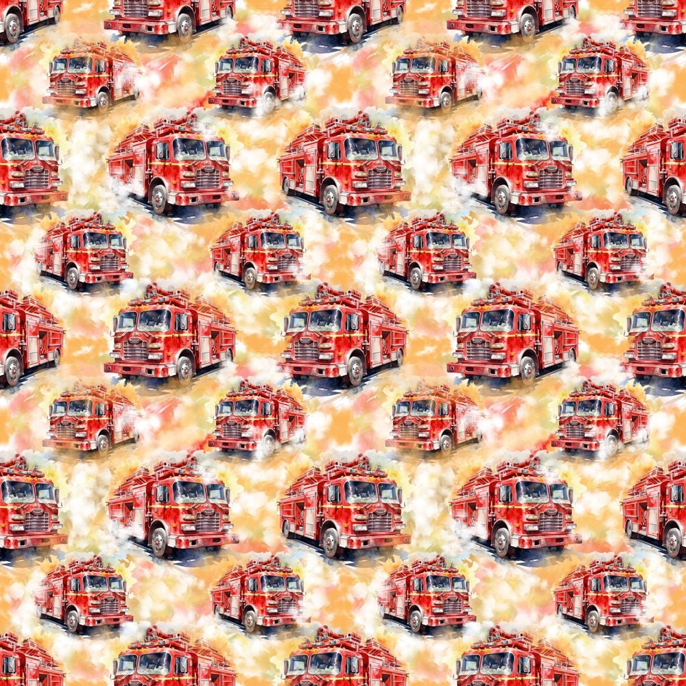 Watercolor Firetruck Fabric
