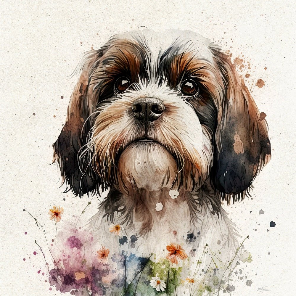Watercolor Shih Tzu Portrait Fabric Panel