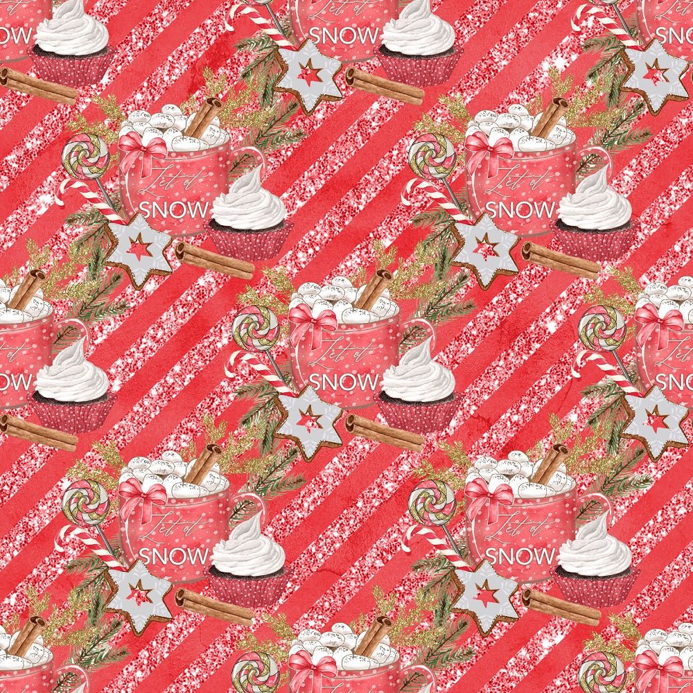 Watercolor Sweet Christmas Pattern #12 Fabric