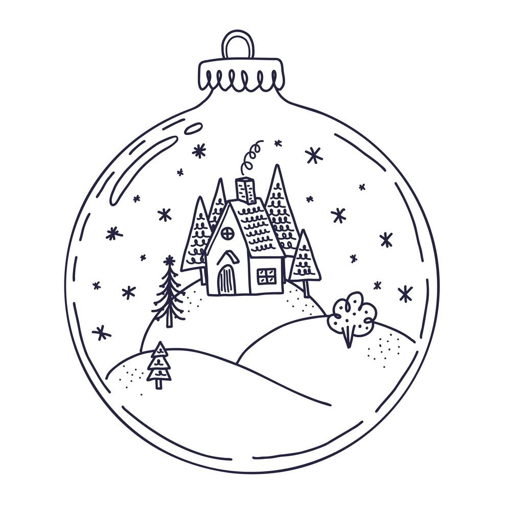 Winter Cottage Snowglobe Fabric Panel