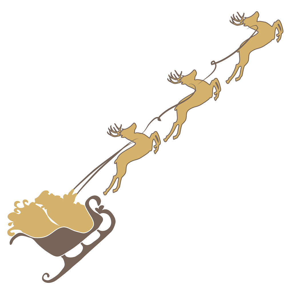 A Golden Christmas Santa in Sleigh Fabric Panel