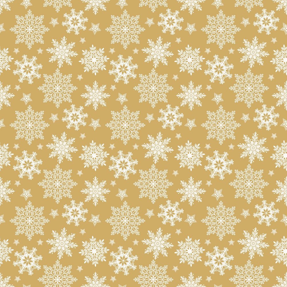 A Golden Christmas Snowflake Fabric - Gold