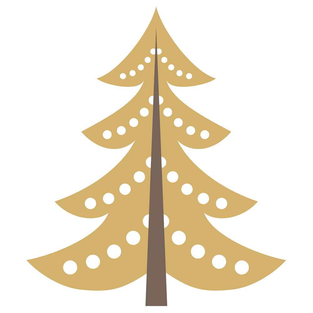 A Golden Christmas Tree Fabric Panel