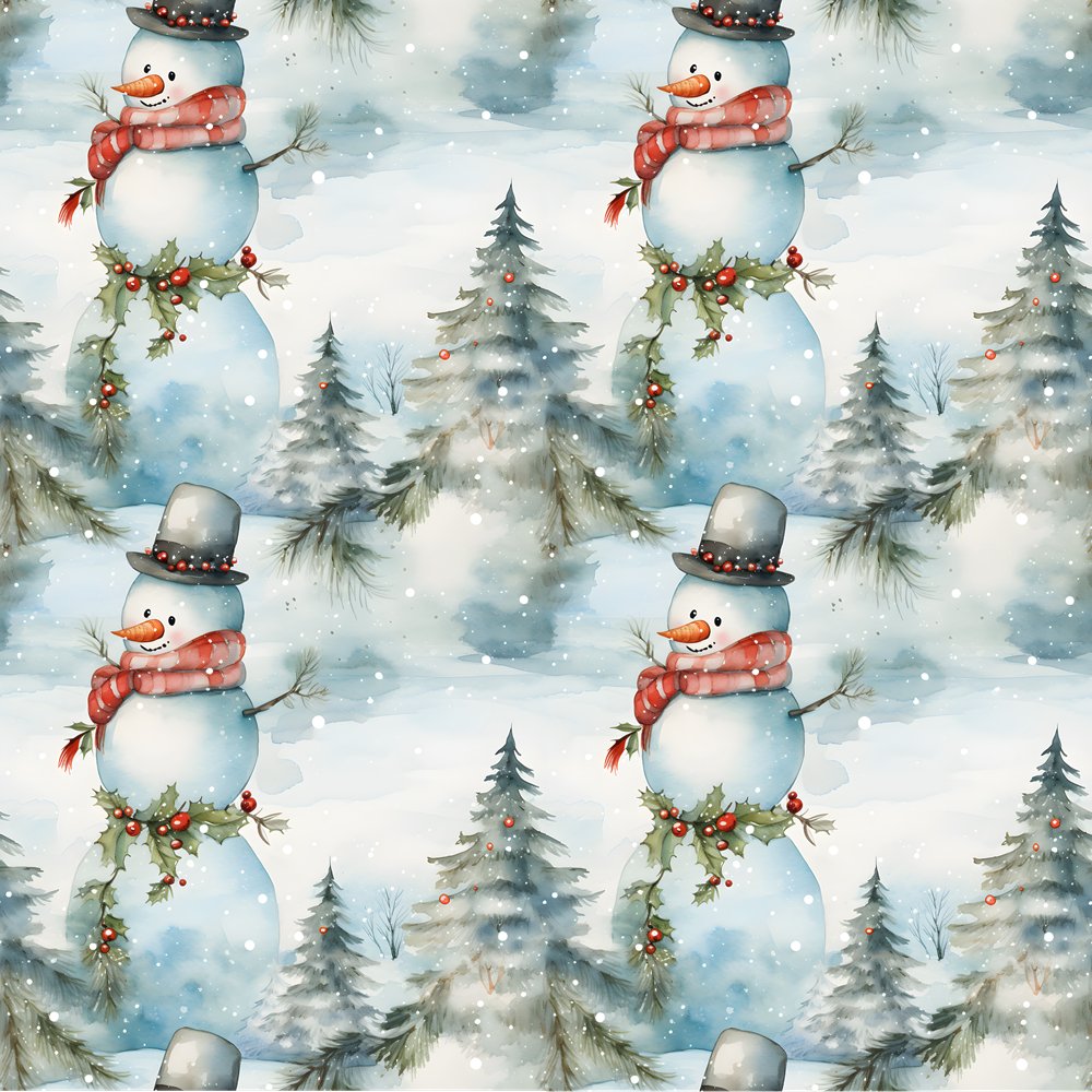 A Snowmans Winter During the Day #1 Fabric