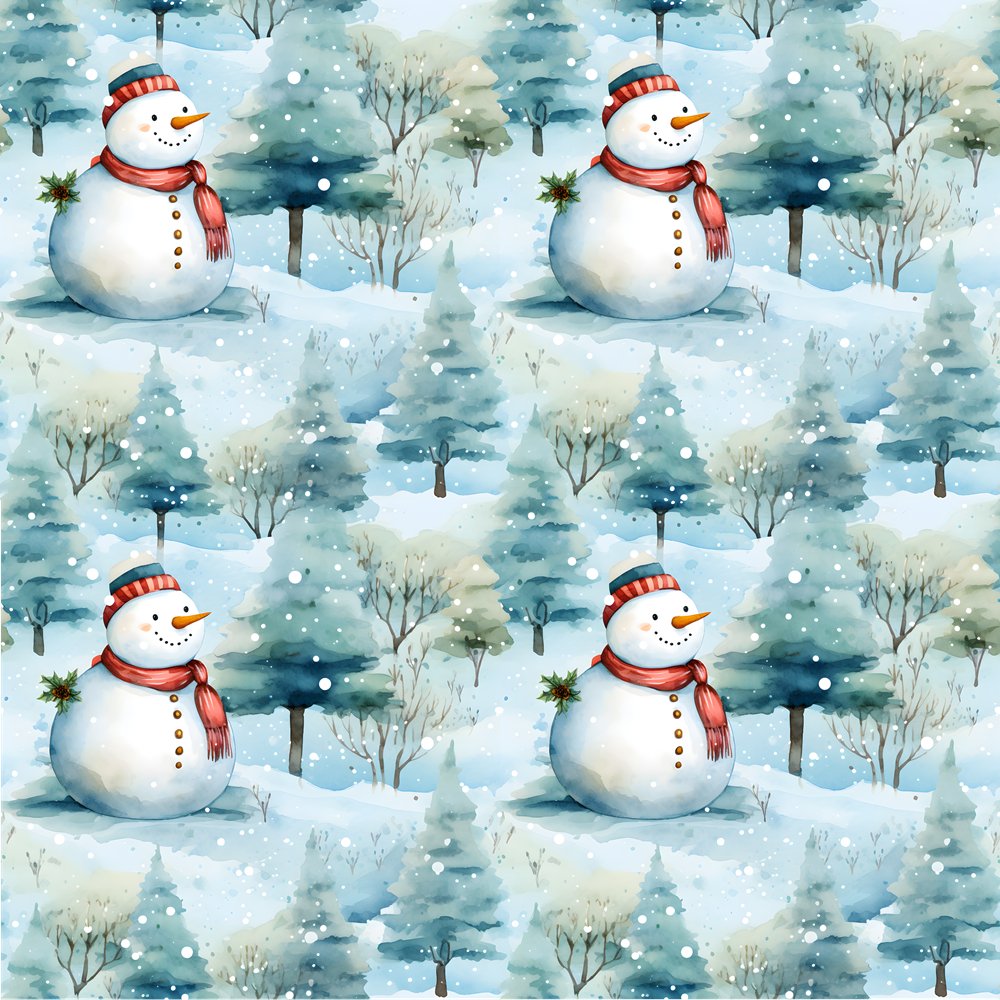 A Snowmans Winter During the Day #2 Fabric