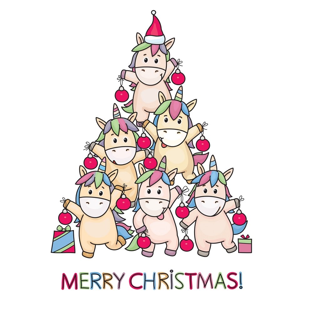 A Unicorn Christmas Fabric Panel