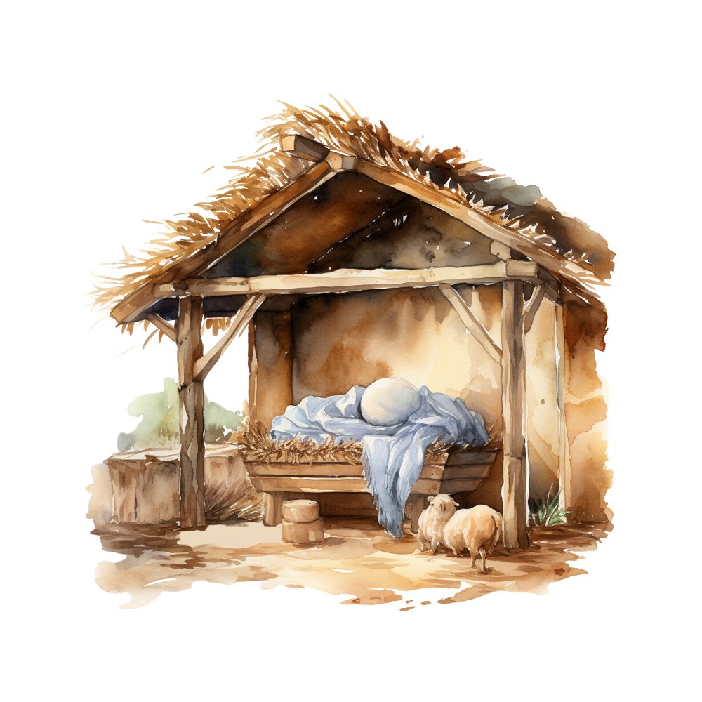 The Birth of Jesus Manger #1 Fabric Panel