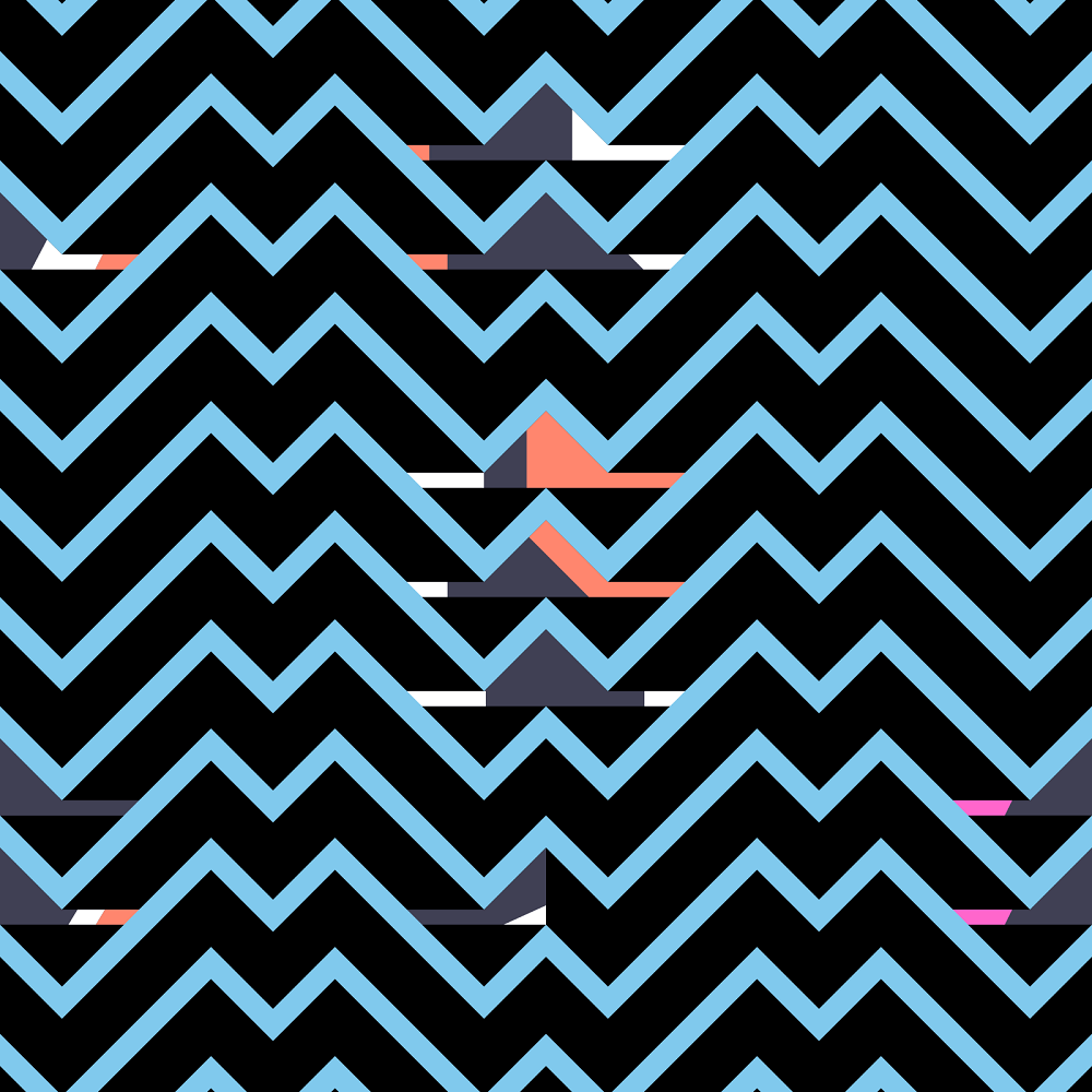 Trendy Geometrical Chevron Zigzag Fabric - Black