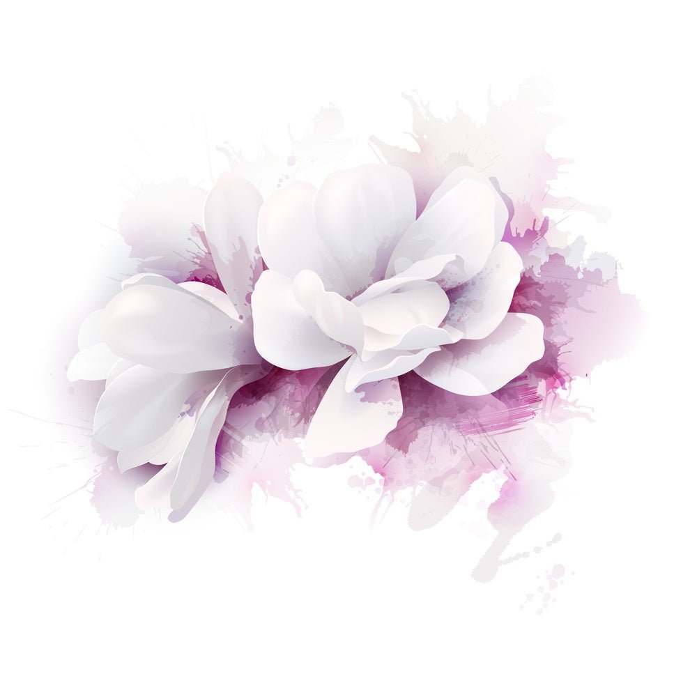 Two White Magnolia Flowers Fabric Panel