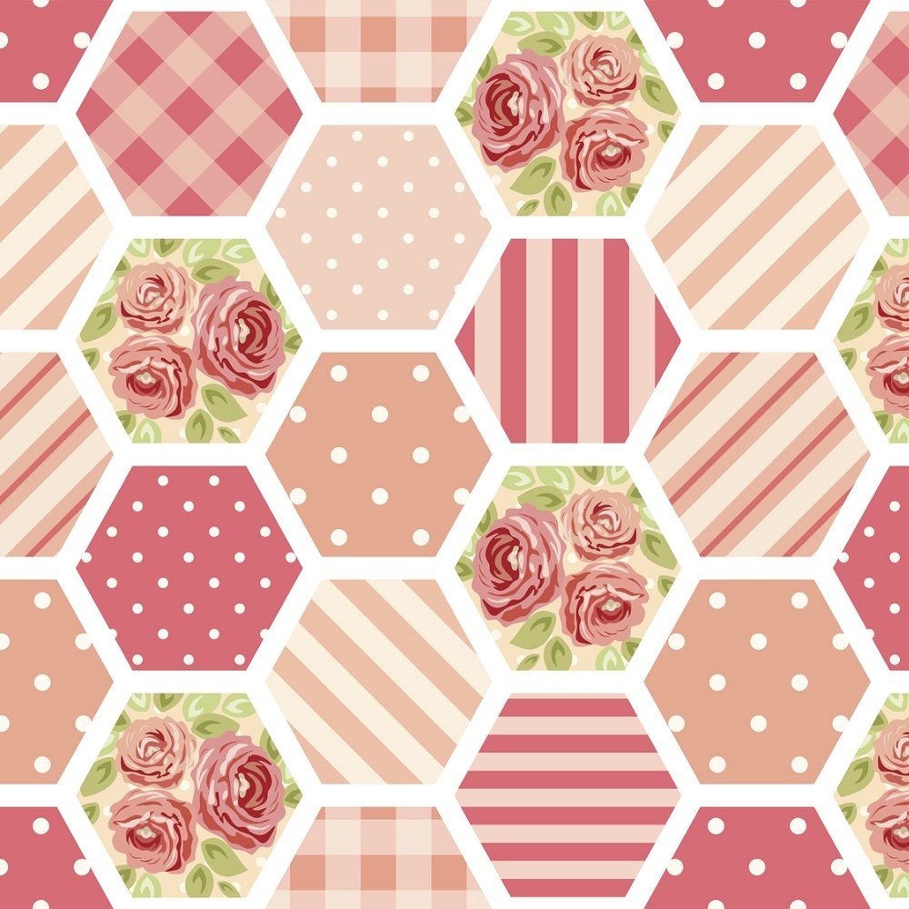 Vintage Shabby Chic Patchwork Fabric - Peach