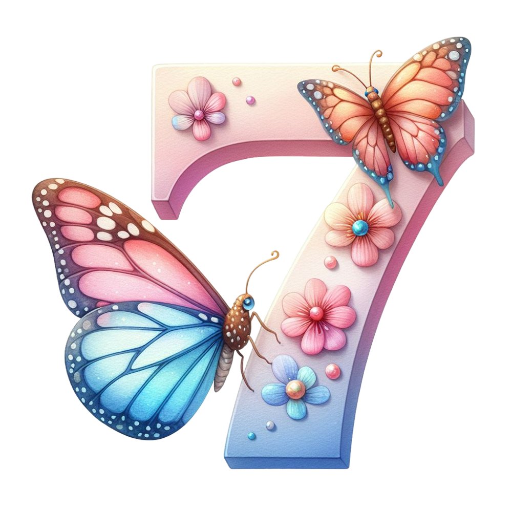 Watercolor Butterfly Number ''7'' Fabric Panel