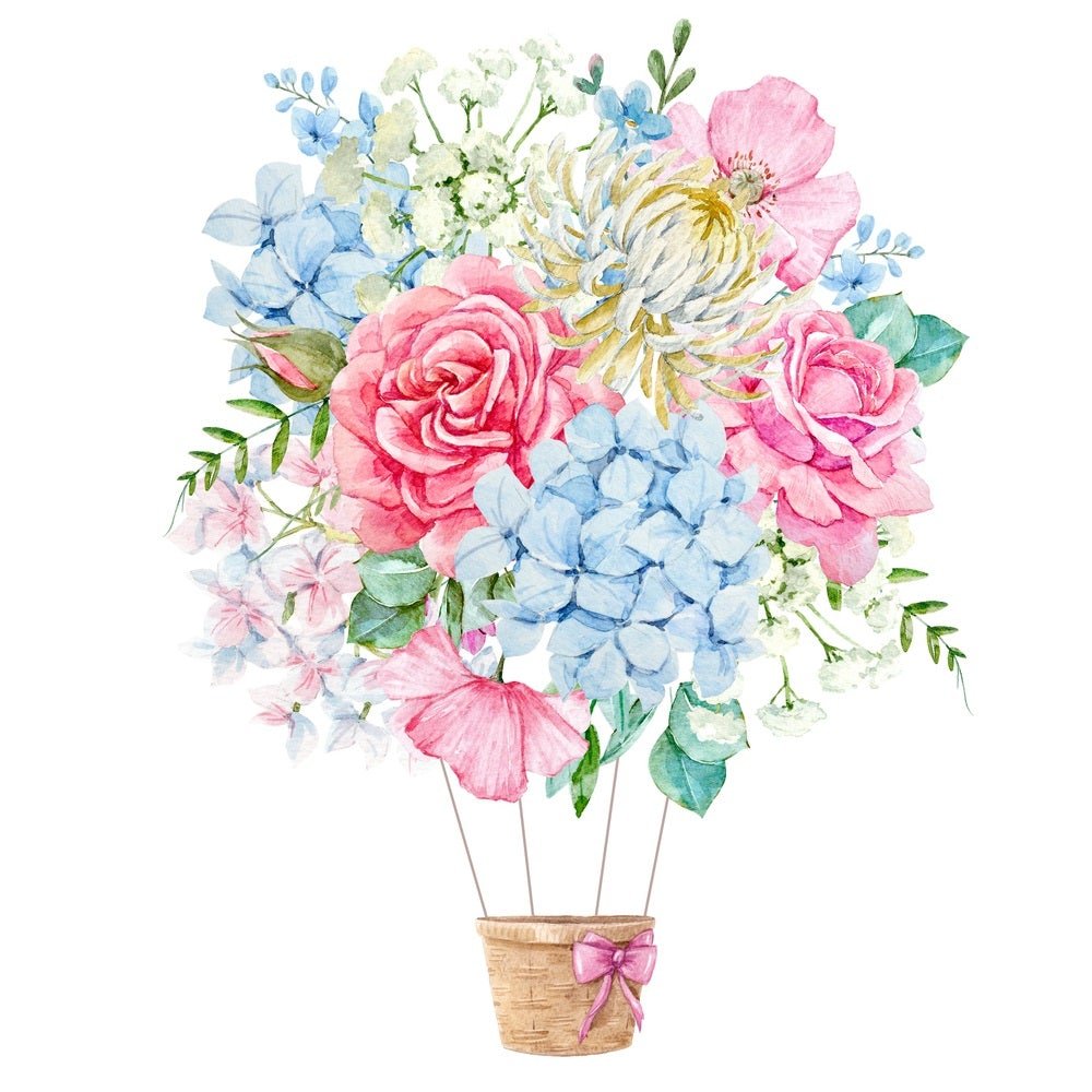 Watercolor Floral Hot Air Balloon Fabric Panel