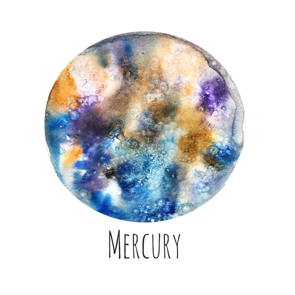 Watercolor Planets Mercury Fabric Panel