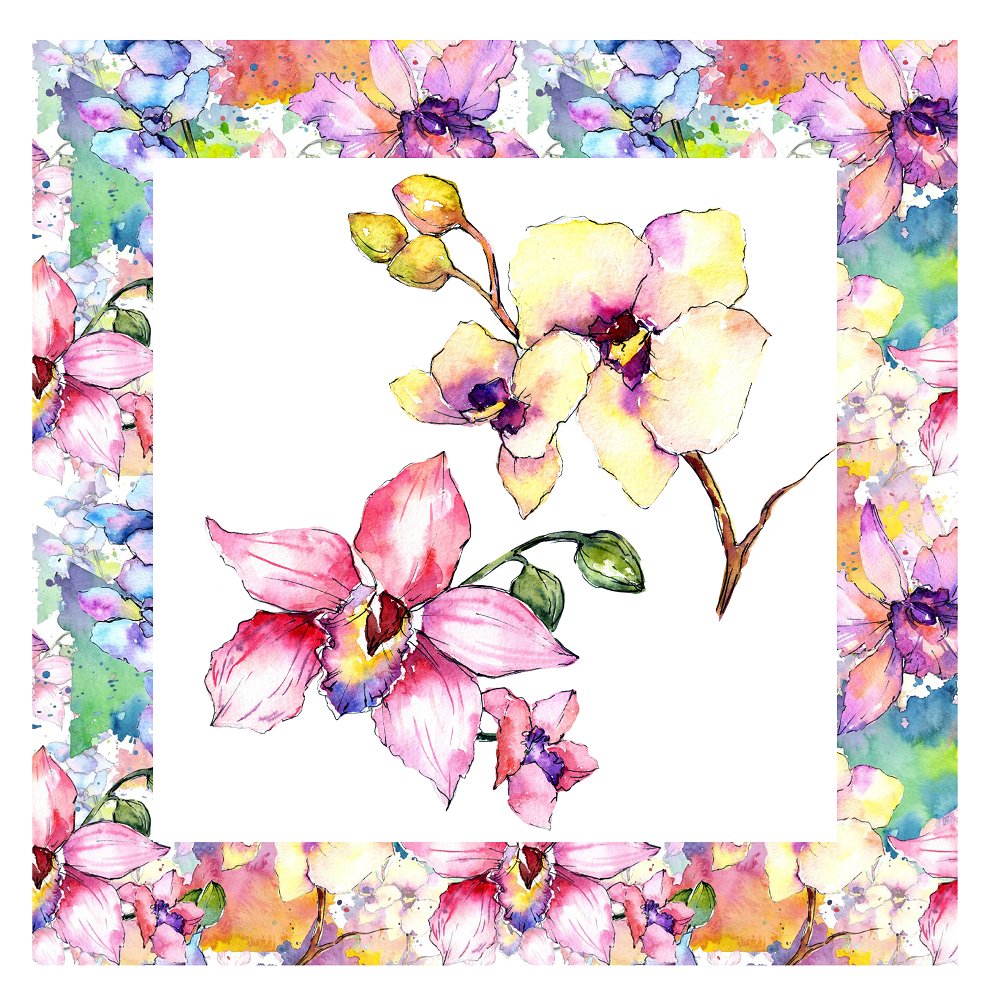 Watercolor Wildflower Twin Orchids Pillow Panels