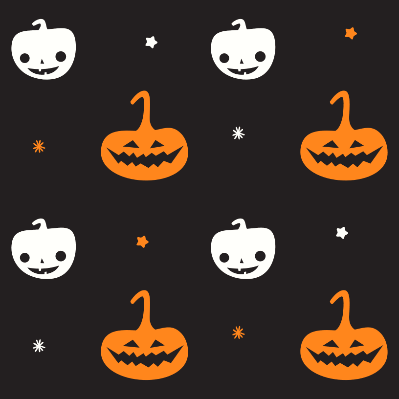 White and Orange Pumpkins Fabric - Black