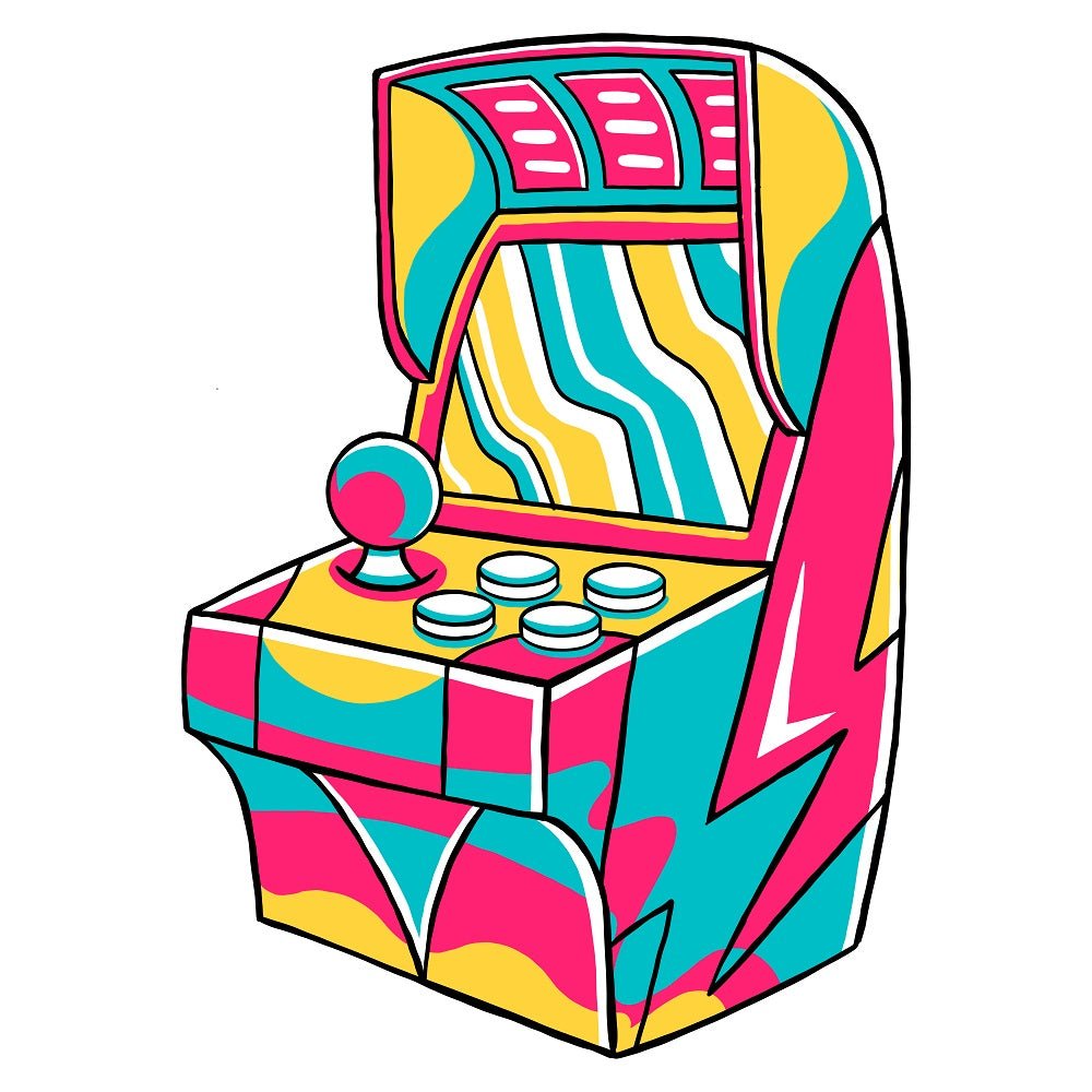 90s Vibe Arcade Machine Fabric Panel