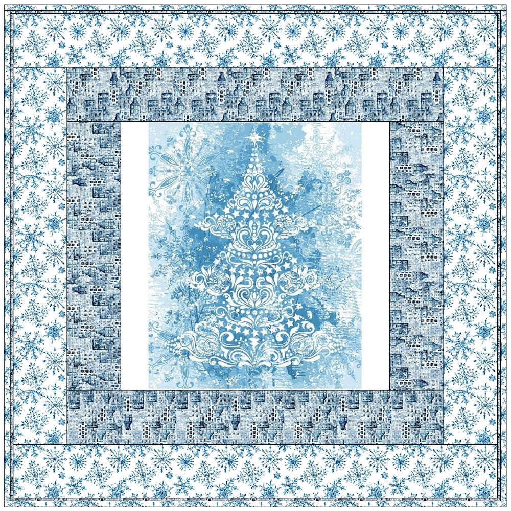 A Blue Christmas Wall Hanging 42" x 42"