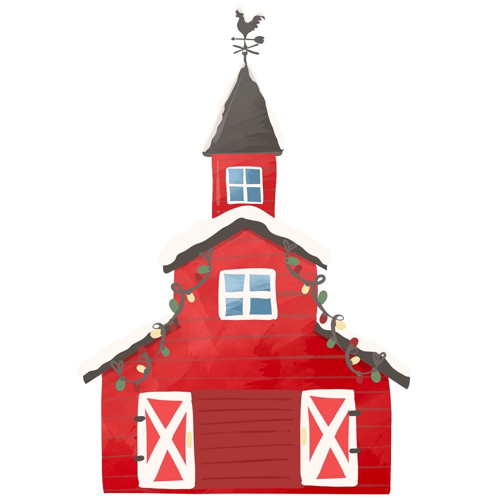 A Country Christmas Horse Barn Fabric Panel