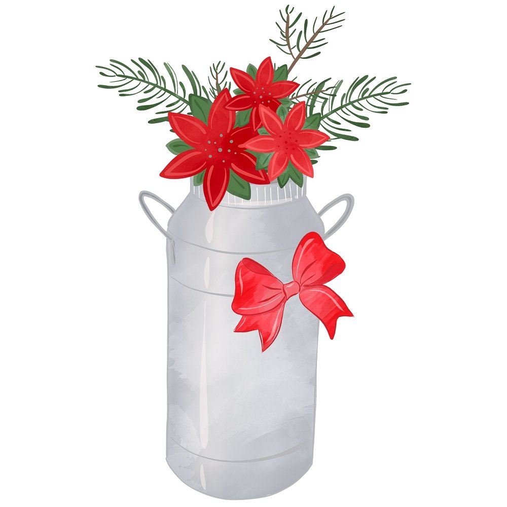 A Country Christmas Milk Can Fabric Panel