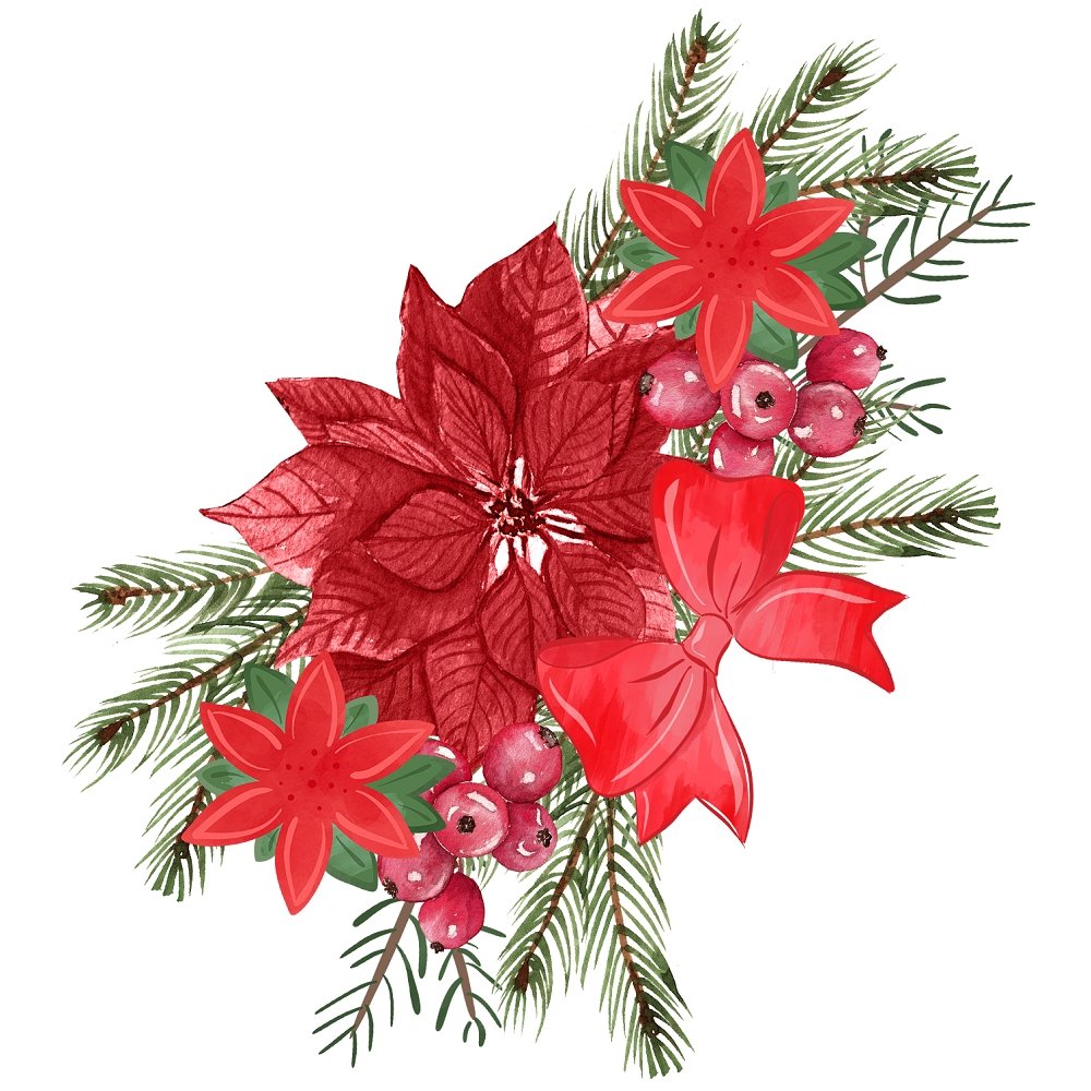 A Country Christmas Poinsettia Fabric Panel
