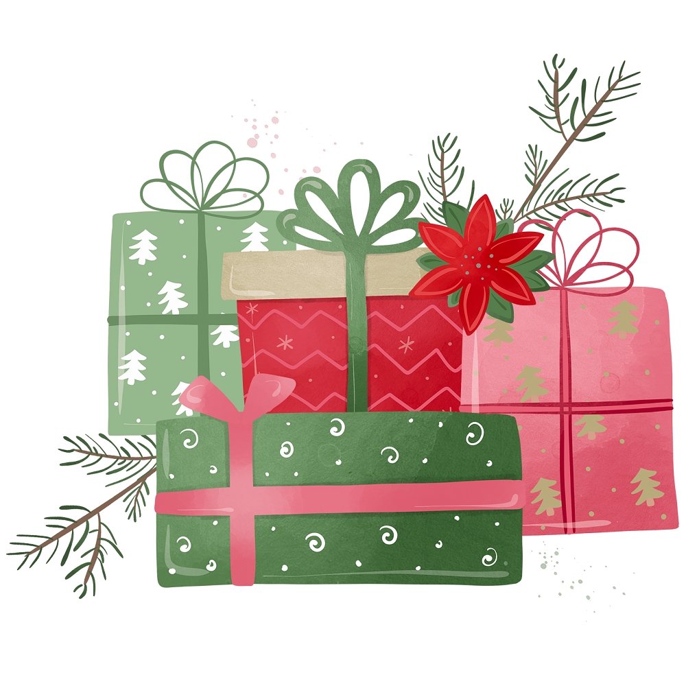 A Country Christmas Presents Fabric Panel