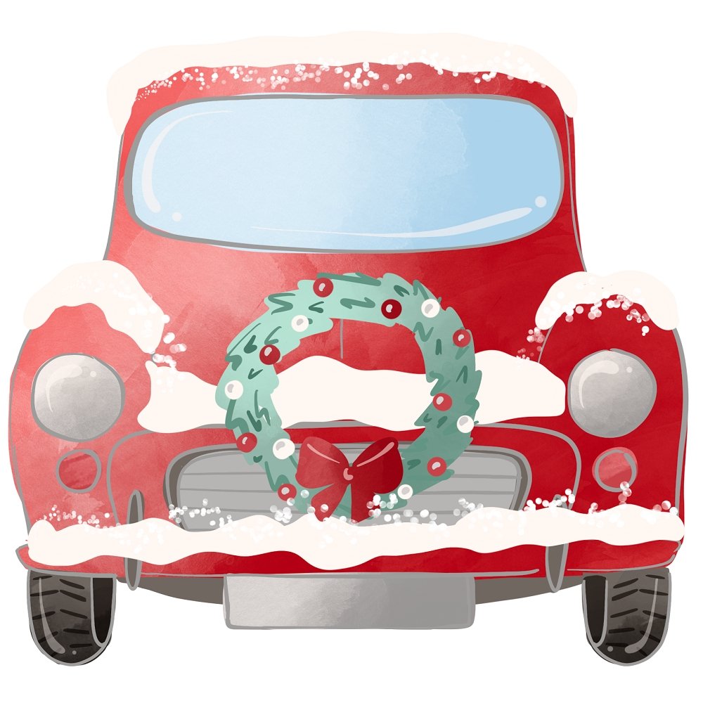 A Country Christmas Truck Fabric Panel