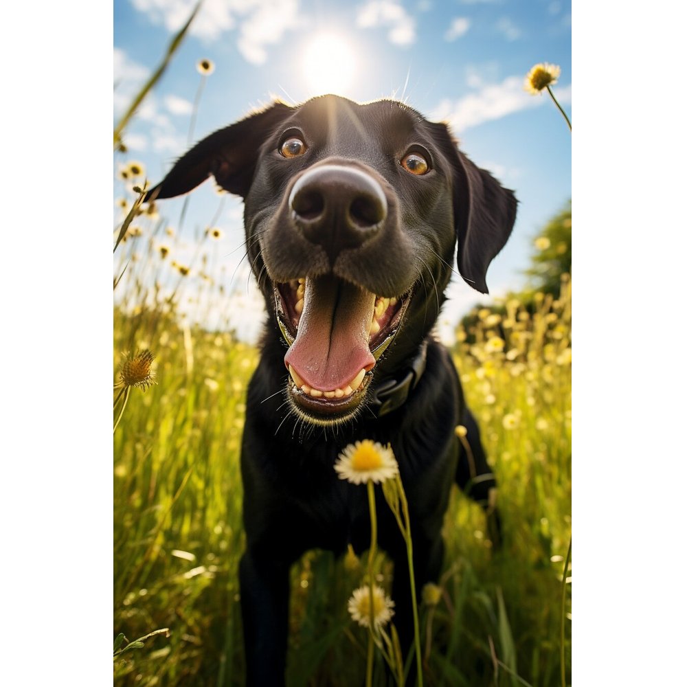 A Dog's Day Out Black Labrador Fabric Panel