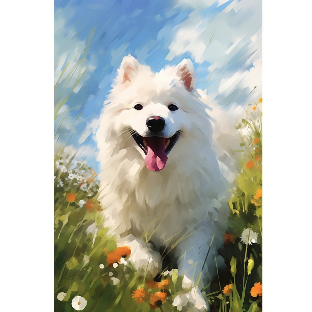 A Dog's Day Out Samoyed Fabric Panel