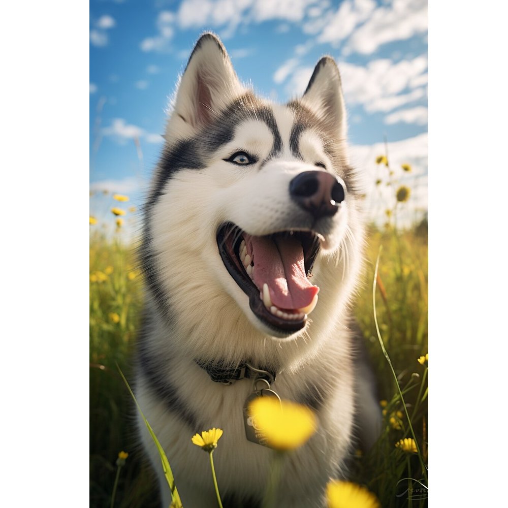 A Dog's Day Out Siberian Husky Fabric Panel