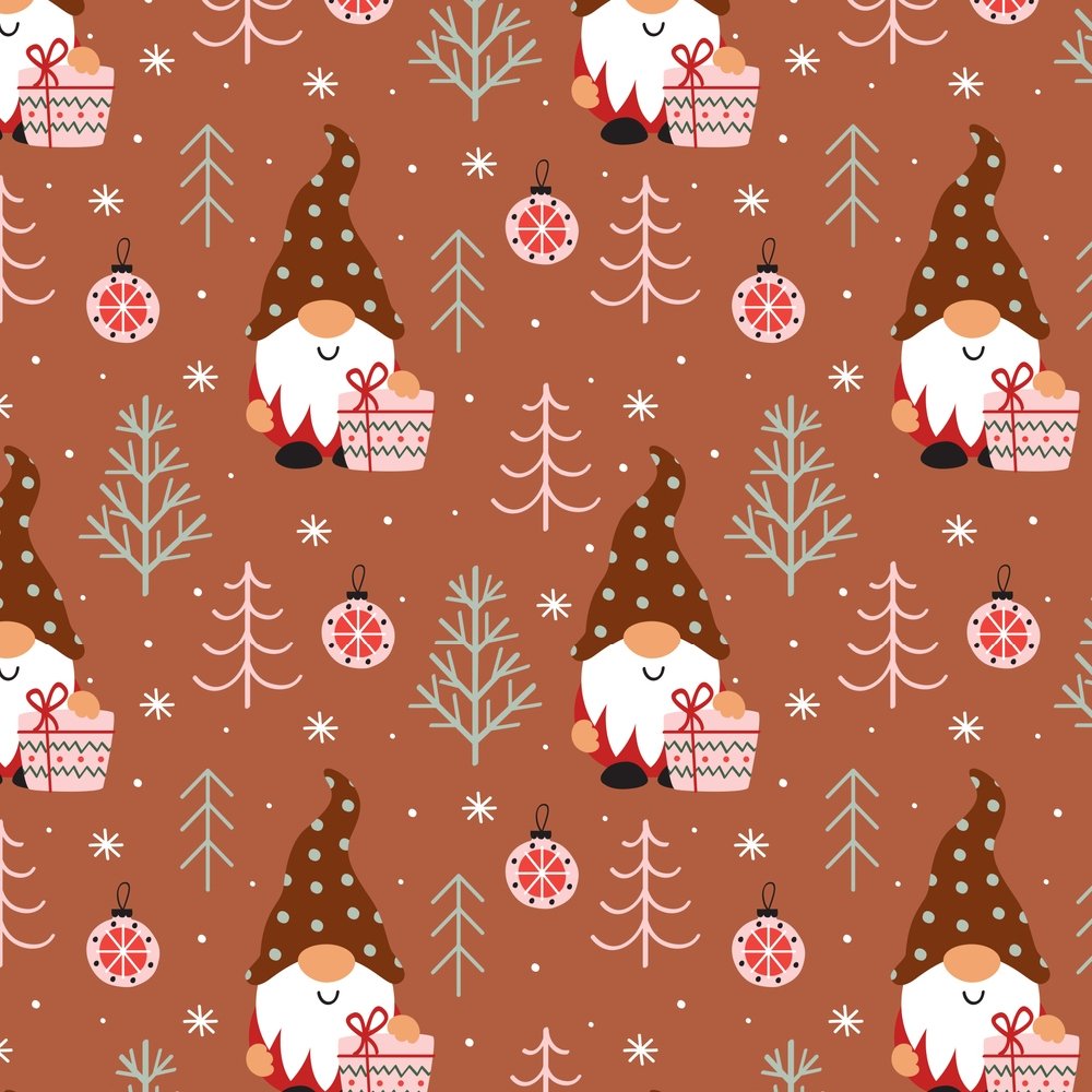 A Gnome For Christmas Fabric - Brown