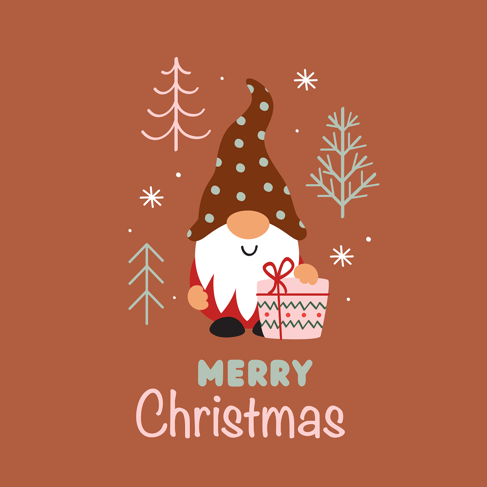 A Gnome For Christmas Fabric Panel - Brown