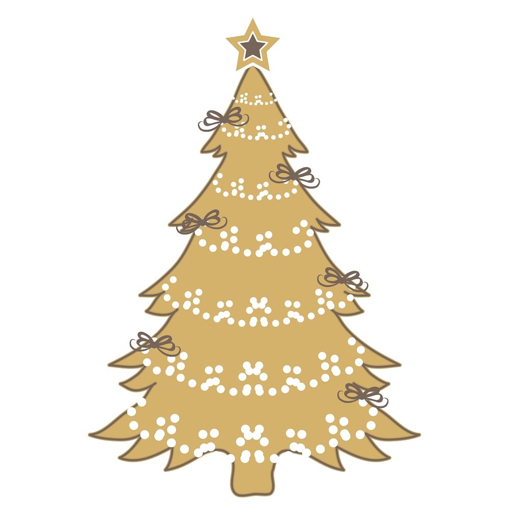 A Golden Christmas Decorated Tree Fabric Panel